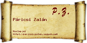 Páricsi Zalán névjegykártya