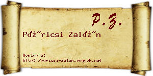 Páricsi Zalán névjegykártya
